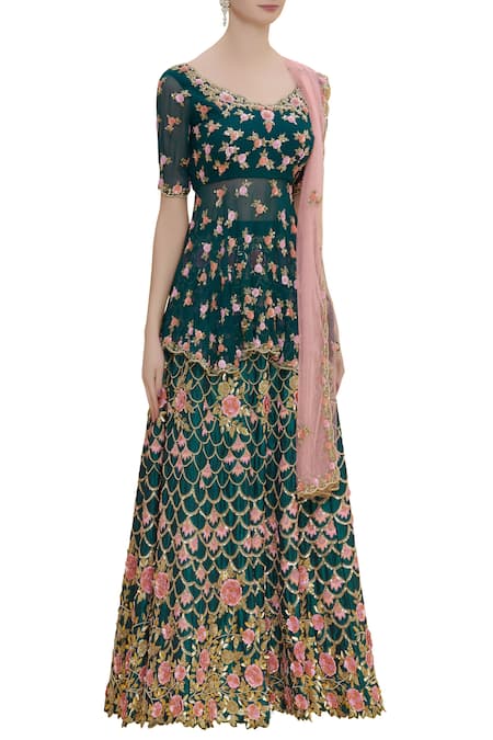 Neha Mehta Couture Green Hand Embrodiered Lehenga Set Online at Aza Fashions Neha Mehta Couture_Green Hand Embrodiered Lehenga Set _Online_at_Aza_Fashions
