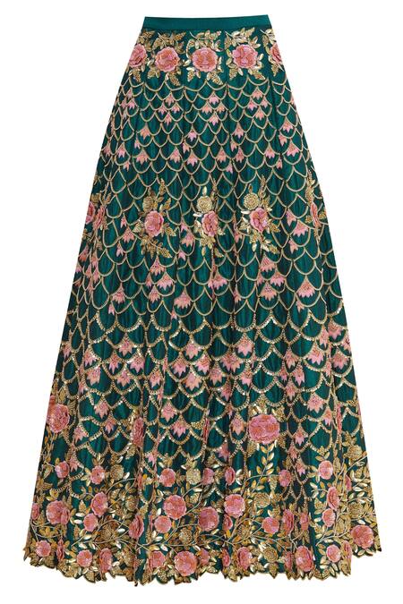 Shop Neha Mehta Couture Green Hand Embrodiered Lehenga Set Online at Aza Fashions Shop_Neha Mehta Couture_Green Hand Embrodiered Lehenga Set _Online_at_Aza_Fashions