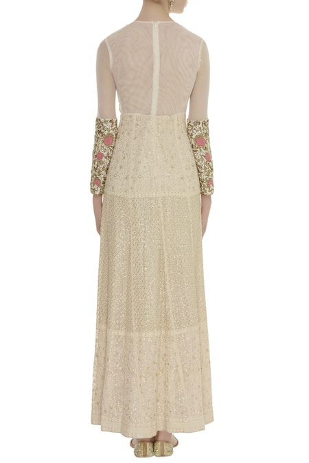 Shop Neha Mehta Couture Peach Round Hand Embroidered Anarkali Set at Aza Fashions Shop_Neha Mehta Couture_Peach Round Hand Embroidered Anarkali Set _at_Aza_Fashions