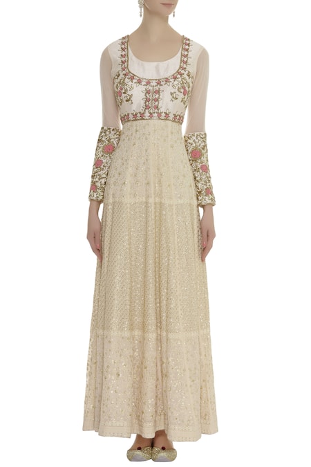 Neha Mehta Couture Peach Round Hand Embroidered Anarkali Set Online at Aza Fashions Neha Mehta Couture_Peach Round Hand Embroidered Anarkali Set _Online_at_Aza_Fashions