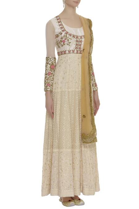 Buy Neha Mehta Couture Peach Round Hand Embroidered Anarkali Set Online at Aza Fashions Buy_Neha Mehta Couture_Peach Round Hand Embroidered Anarkali Set _Online_at_Aza_Fashions