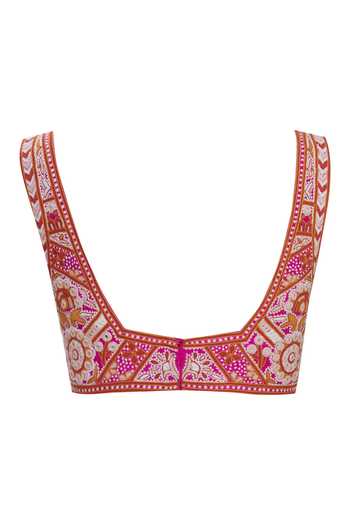 Shop Arpita Mehta Pink Raw Silk Pre-draped Saree With Embroidered Blouse Online at Aza Fashions Shop_Arpita Mehta_Pink Raw Silk Pre-draped Saree With Embroidered Blouse_Online_at_Aza_Fashions