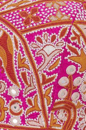 Arpita Mehta Pink Raw Silk Pre-draped Saree With Embroidered Blouse at Aza Fashions Arpita Mehta_Pink Raw Silk Pre-draped Saree With Embroidered Blouse_at_Aza_Fashions