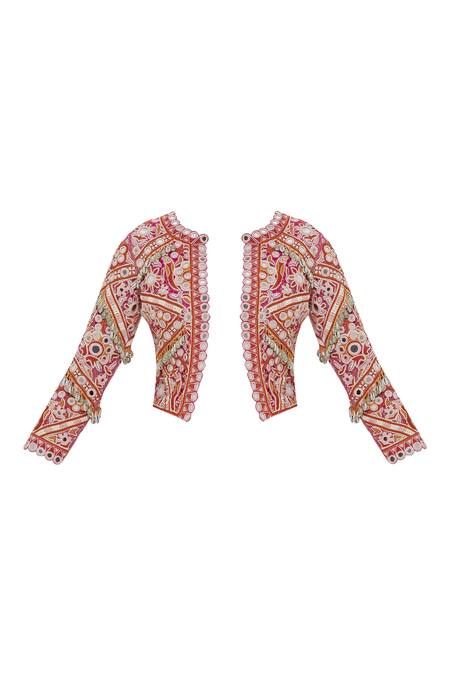 Buy_Arpita Mehta_Pink Net Mirror Embroidered Jacket_Online_at_Aza_Fashions