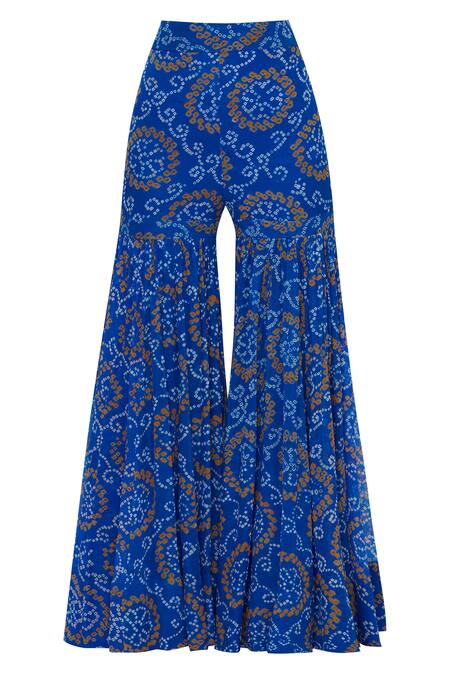 Shop_Arpita Mehta_Blue Georgette Embroidered Kurta With Bandhani Sharara_Online_at_Aza_Fashions