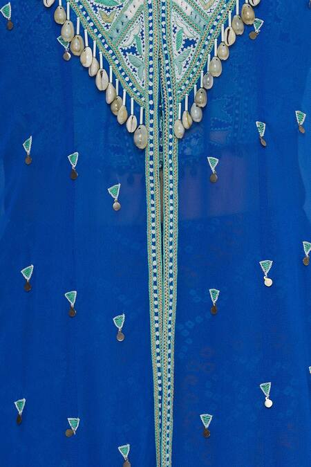 Arpita Mehta_Blue Georgette Embroidered Kurta With Bandhani Sharara_at_Aza_Fashions