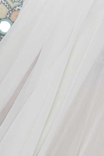 Arpita Mehta_Cream Raw Silk Georgette Pre-pleated Skirt Saree_at_Aza_Fashions