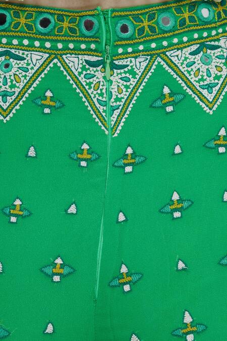 Arpita Mehta_Green Embroidered Jacket Pant Set_at_Aza_Fashions