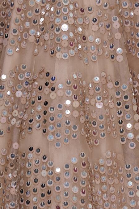 Maison Blu_Peach Organza Embroidered Lehenga Set_at_Aza_Fashions