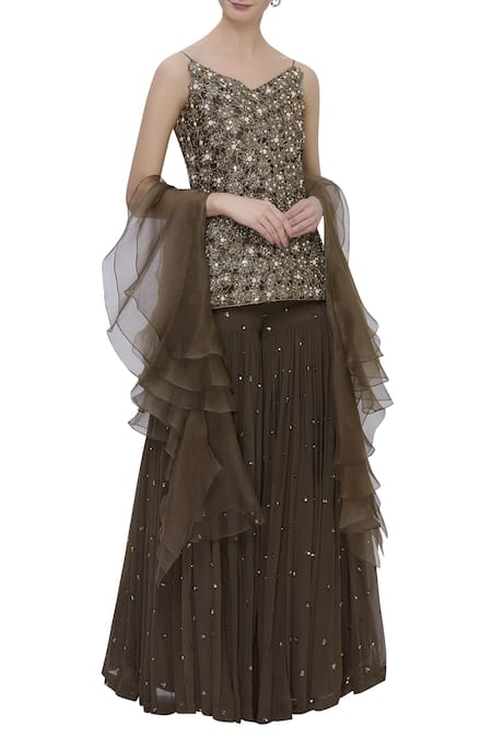 Maison Blu Embroidered Kurta Sharara Set 