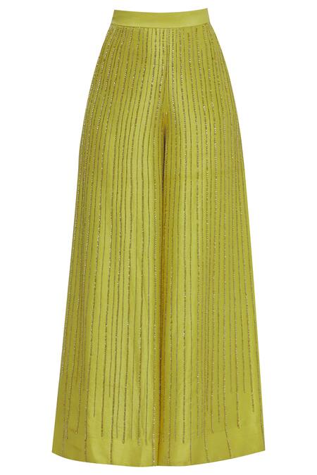 Buy_Maison Blu_Green Silk One Shoulder Cape With Pants_Online_at_Aza_Fashions