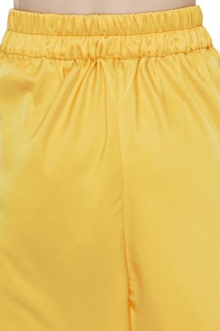 Vvani By Vani Vats_Yellow Georgette High Low Kurta Dhoti Pant Set_at_Aza_Fashions