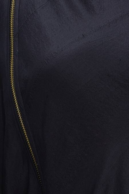 Ezra_Black Dupion Silk One Shoulder Tunic_at_Aza_Fashions