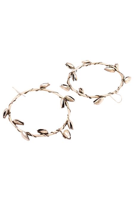 Sangeeta Boochra_Silver Plated Metal Wired Hoops_Online_at_Aza_Fashions