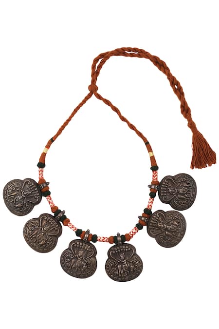 Sangeeta Boochra Silver Plated Metal Baroque Coin Necklace