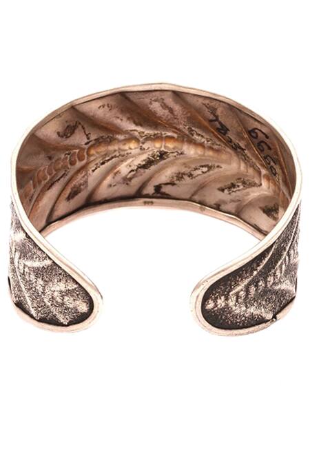 Sangeeta Boochra_Silver Plated Metal Embossed Cuff_Online_at_Aza_Fashions