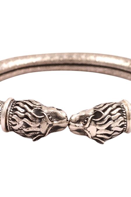 Buy_Sangeeta Boochra_Silver Plated Baroque Design Adjustable Cuff Bracelet _Online_at_Aza_Fashions