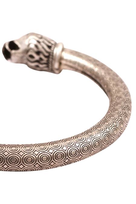 Shop_Sangeeta Boochra_Silver Plated Baroque Design Adjustable Cuff Bracelet _Online_at_Aza_Fashions