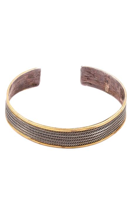 Sangeeta Boochra_Silver Plated Stones Handcrafted Oxidized Cuff _Online_at_Aza_Fashions