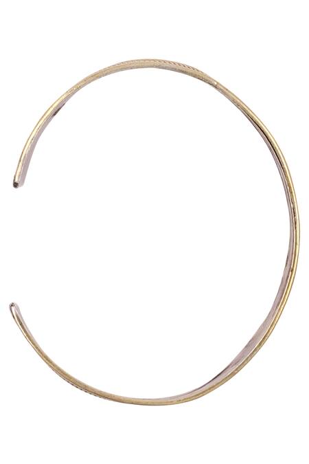 Buy_Sangeeta Boochra_Silver Plated Stones Handcrafted Oxidized Cuff _Online_at_Aza_Fashions