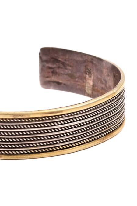 Shop_Sangeeta Boochra_Silver Plated Stones Handcrafted Oxidized Cuff _Online_at_Aza_Fashions