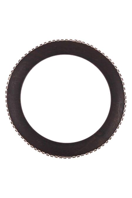 Sangeeta Boochra_Black Metal Circular Motif Bangle_Online_at_Aza_Fashions