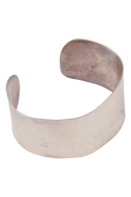 Sangeeta Boochra_Silver Plated Oxidized Handcrafted Cuff _Online_at_Aza_Fashions