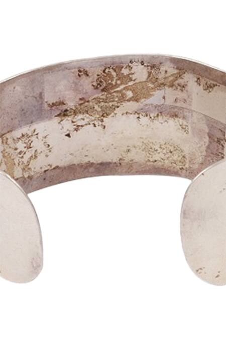 Sangeeta Boochra_Silver Plated Oxidized Handcrafted Cuff _at_Aza_Fashions
