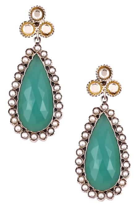 Sangeeta Boochra Silver Plated Stones Multi Color Danglers 