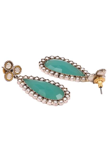 Sangeeta Boochra_Silver Plated Stones Multi Color Danglers _Online_at_Aza_Fashions