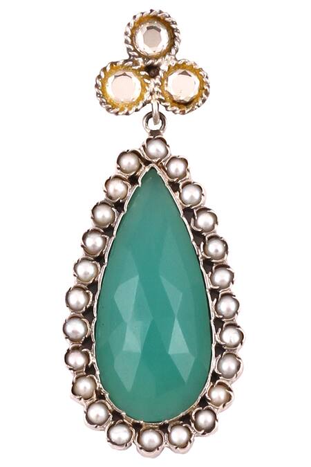 Buy_Sangeeta Boochra_Silver Plated Stones Multi Color Danglers _Online_at_Aza_Fashions