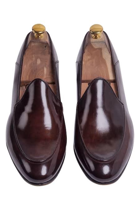 Toramally - Men_Brown European Vegetable Tanned Leather Sole Block Heel Loafer Shoes _Online_at_Aza_Fashions