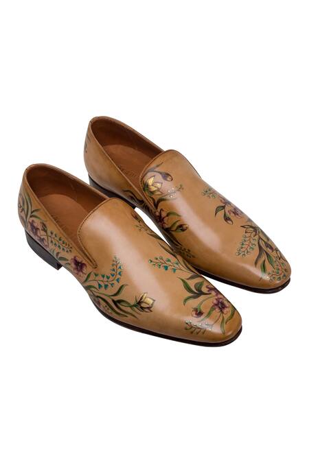 Toramally - Men_Beige European Vegetable Tanned Leather Sole Painted Loafer Shoes _Online_at_Aza_Fashions