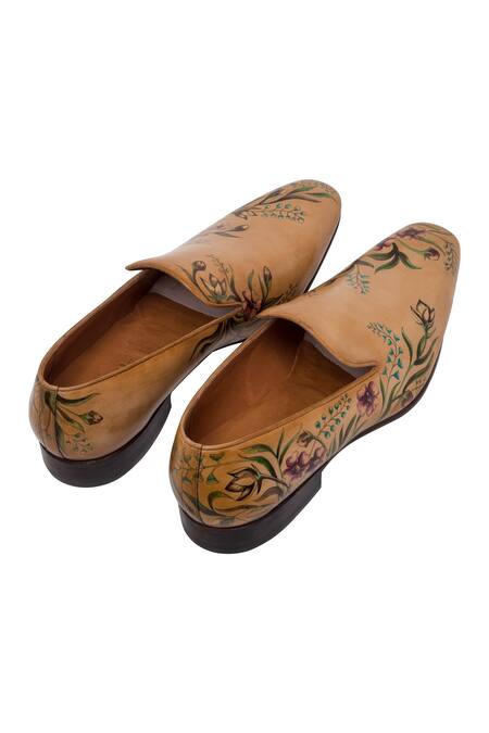 Toramally - Men_Beige European Vegetable Tanned Leather Sole Painted Loafer Shoes _at_Aza_Fashions