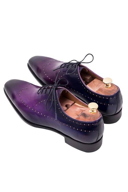 Toramally - Men_Blue European Vegetable Tanned Leather Sole Shaded Brogue Shoes_Online_at_Aza_Fashions