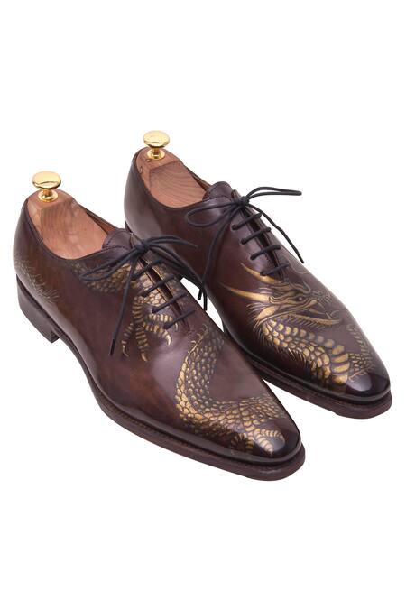 Buy_Toramally - Men_Brown European Vegetable Tanned Leather Sole Inked Oxford Shoes _Online_at_Aza_Fashions