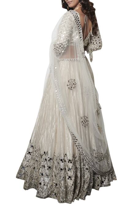Shop Abhinav Mishra Silver Hand Embroidered Lehenga Set at Aza Fashions Shop_Abhinav Mishra_Silver Hand Embroidered Lehenga Set_at_Aza_Fashions