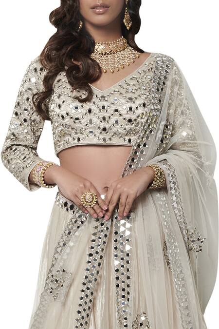 Abhinav Mishra Silver Hand Embroidered Lehenga Set Online at Aza Fashions Abhinav Mishra_Silver Hand Embroidered Lehenga Set_Online_at_Aza_Fashions