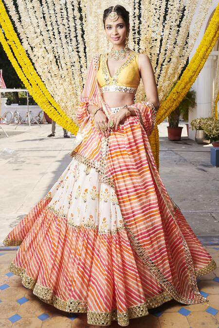 Buy Abhinav Mishra Multi Color Embroidered Lehenga Set Online at Aza Fashions Buy_Abhinav Mishra_Multi Color Embroidered Lehenga Set_Online_at_Aza_Fashions