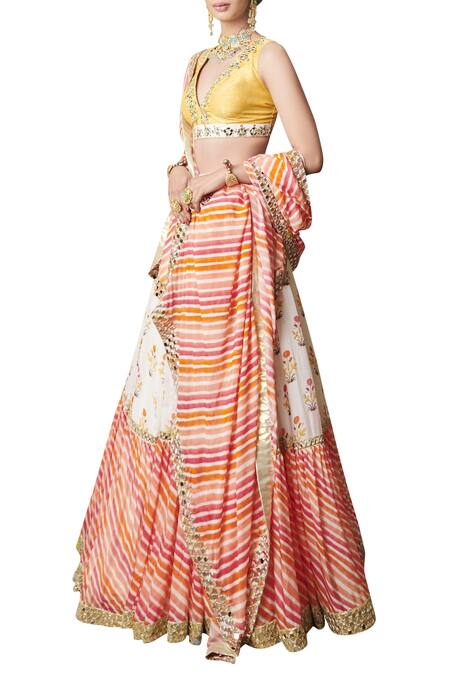 Shop Abhinav Mishra Multi Color Embroidered Lehenga Set Online at Aza Fashions Shop_Abhinav Mishra_Multi Color Embroidered Lehenga Set_Online_at_Aza_Fashions