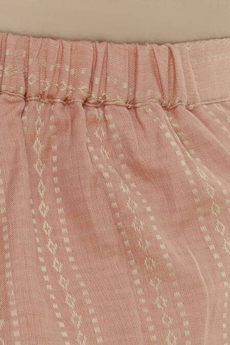 Buy_Anavila_Peach Cotton Flared Striped Pants _Online_at_Aza_Fashions
