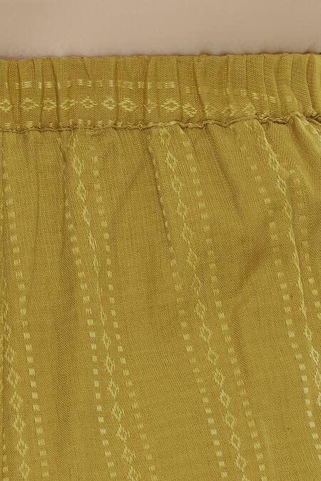 Buy_Anavila_Yellow Cotton Flared Striped Pants _Online_at_Aza_Fashions