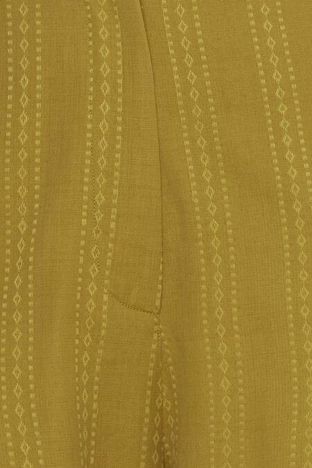 Shop_Anavila_Yellow Cotton Flared Striped Pants _Online_at_Aza_Fashions