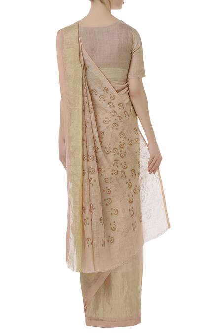Shop Anavila Peach Linen Saree at Aza Fashions Shop_Anavila_Peach Linen Saree_at_Aza_Fashions