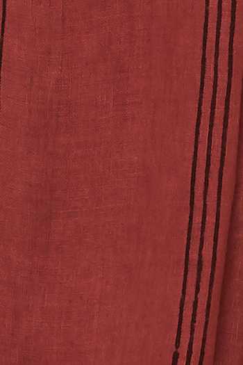 Shop_Anavila_Red Linen Striped Saree _Online_at_Aza_Fashions