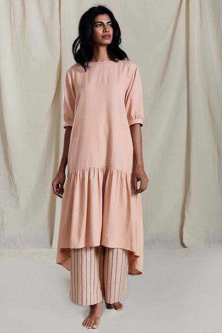 MATI Peach Handloom Linen Dress 4