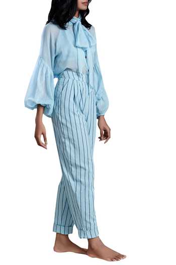 MATI_Blue Tie-up Shirt_Online_at_Aza_Fashions