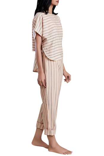 MATI_Peach Handloom Cotton Top_Online_at_Aza_Fashions