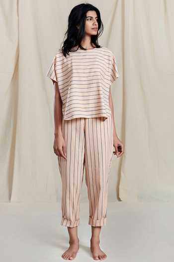 Buy_MATI_Peach Handloom Cotton Top_Online_at_Aza_Fashions