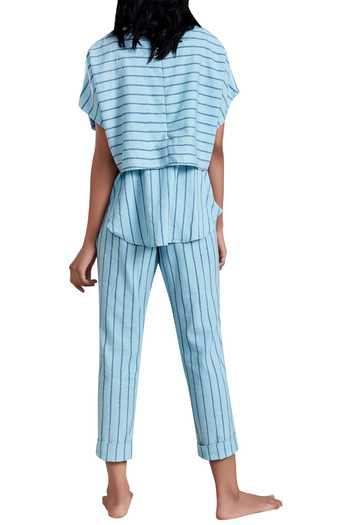 Shop MATI Blue Handloom Cotton Pants at Aza Fashions Shop_MATI_Blue Handloom Cotton Pants_at_Aza_Fashions